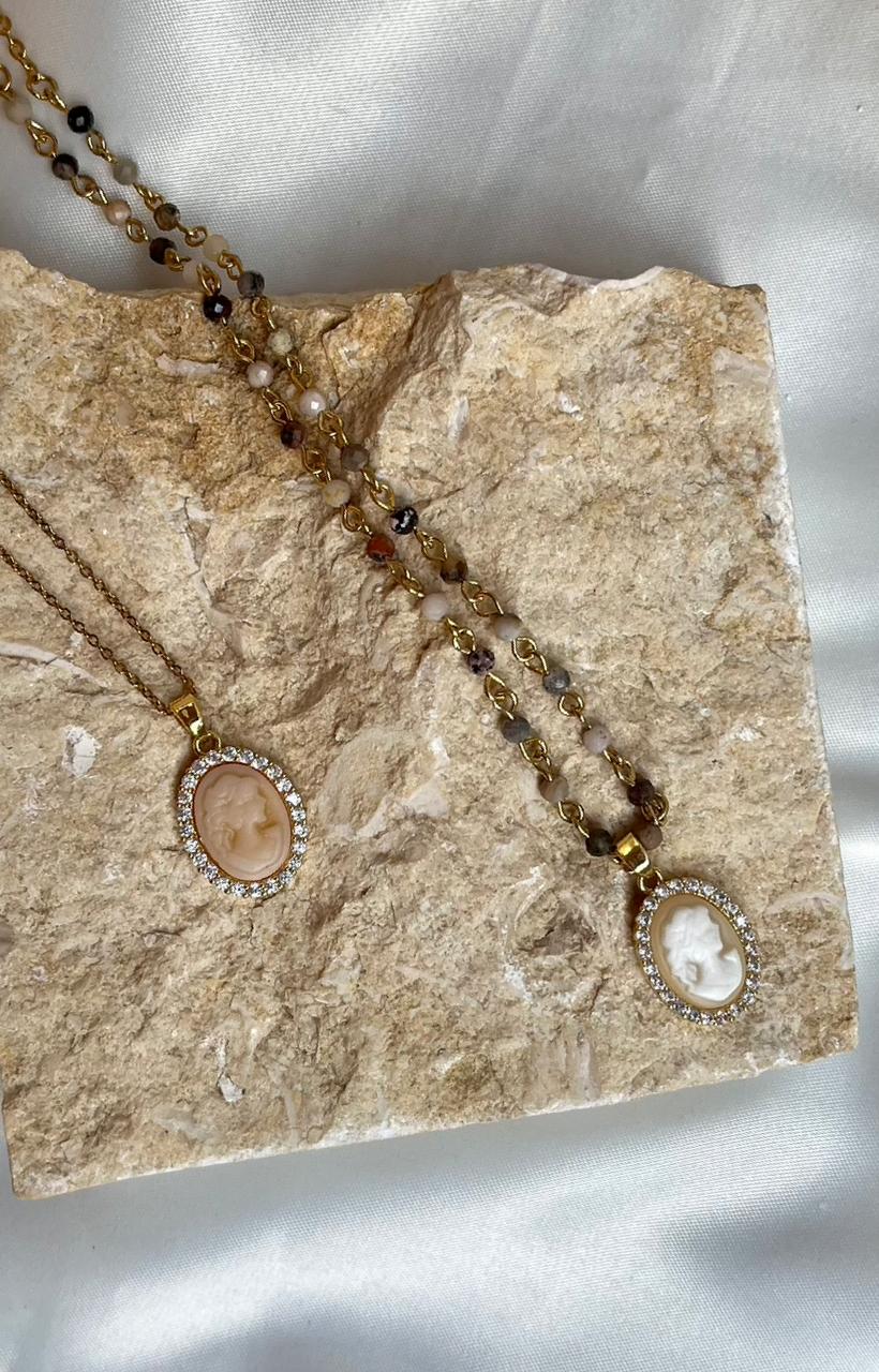Beaded Royal Cameo Necklace