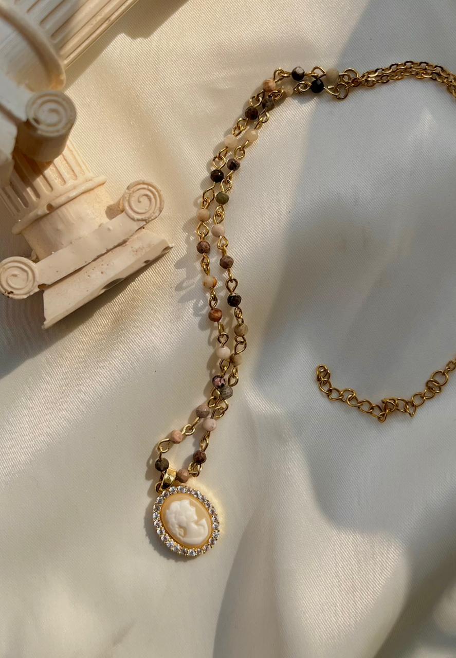 Beaded Royal Cameo Necklace