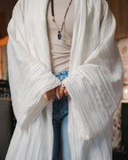 Golden crushed cardigan in white