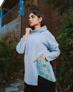 Light Denim shirt Boho pocket
