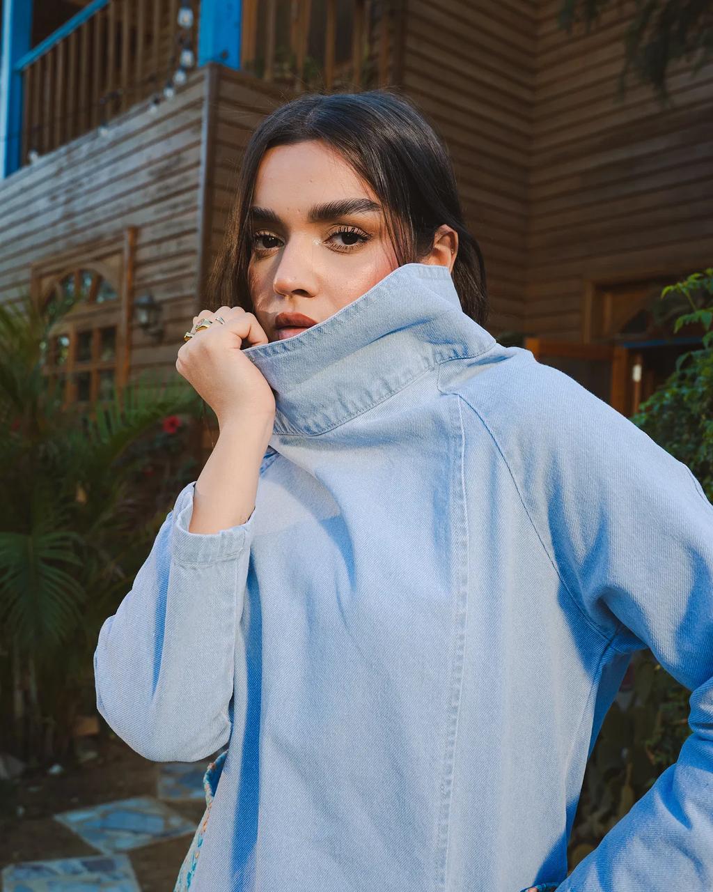 Light Denim shirt Boho pocket