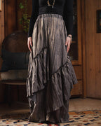 Golden Crushed Skirt in Gray