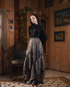 Golden Crushed Skirt in Gray