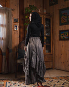 Golden Crushed Skirt in Gray