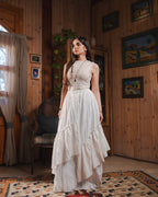 Golden Crushed Skirt in White