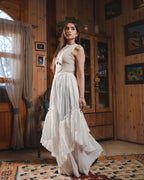 Golden Crushed Skirt in White