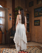 Golden Crushed Skirt in White